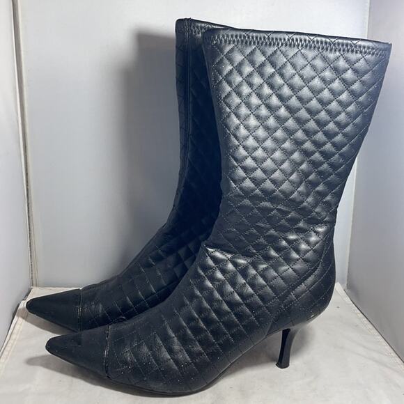 Black Croc Embossed Faux Leather Pointy Toe side zip boots Size 8 from Hypnotic - Picture 2 of 9